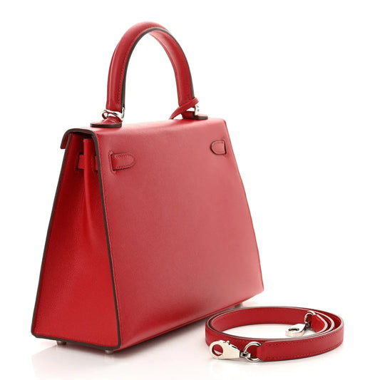 Madame Calfskin Verso Kelly Sellier 25 Rouge Piment Rose Shocking BAG